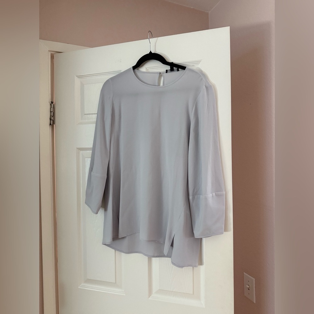 Eileen Fisher Lantern-Sleeve Silk Tunic Lavender Purple Size XS - Picture 2 of 7